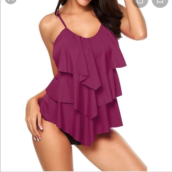 Avidlove Scarlet Tiered Ruffle Tankini, L - Picture 1 of 11